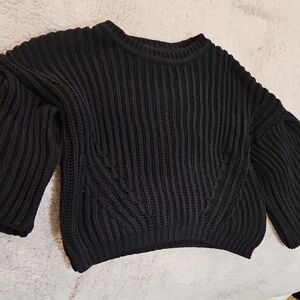 INTERMIX Black Ribbed Knit Sweater